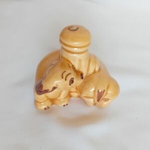 Vintage Ceramic Dog Chasing Tail Around A Fire Hydrant Figurine